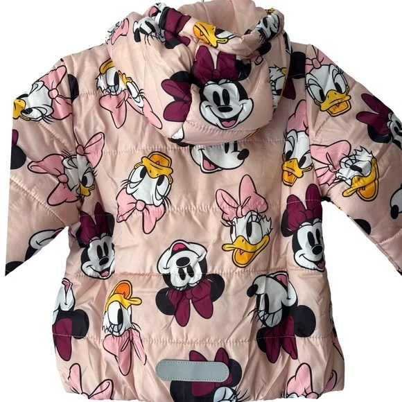 Disney Girls Minnie Mouse Daisy Duck Pink Hooded Winter Puffer Jacket Toddler 3T - Picture 16 of 16